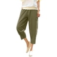 thumbnail image 1 of ABATAB Summer Capri Pants for Women Cotton Linen Loose Crop Trousers Solid Pull on Lounge Capri Pants with Pockets, 1 of 6