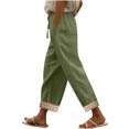 thumbnail image 1 of ABATAB Summer Pants for Women Lightweight Cotton Linen Pants Casual Lace Beach Drawstring Trousers with Pockets, 1 of 7