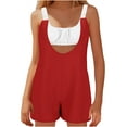 thumbnail image 1 of ABATAB Summer Rompers for Women Built in Bra Sleeveless Outfits Color Block Wide Leg Romper Trendy Jumpsuit, 1 of 5