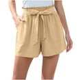 thumbnail image 1 of ABATAB Summer Shorts for Women Casual Elastic High Pleated Waisted Wide Leg Loose Beach with Pockets, 1 of 7
