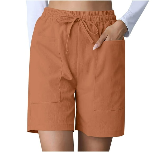ABATAB Summer Shorts for Women Casual Elastic Waist Drawstring Comfy Lightweight Outdoor Shorts with Pockets