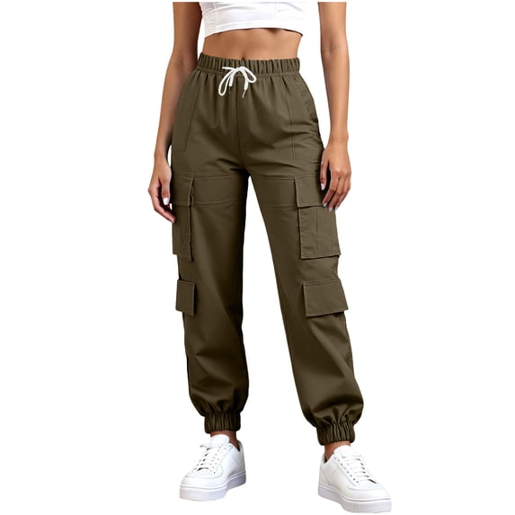 ABATAB Sweatpants for Women Lightweight Elastic Waist Cinch Bottom Cargo Pants Sports Gym Athletic Trousers with Pockets