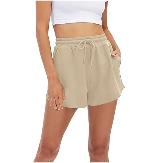 ABATAB Sweatshorts for Women Casual Summer Workout Shorts Cute Drawstring Wide Leg Running Gym Shorts with Pockets
