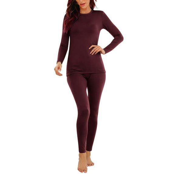 ABATAB Thermal Underwear Sets for Women Bottom Long Johns Base Layer Long Sleeve Crewneck Tops Cold Weather Top Bottom Outfits