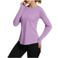 thumbnail image 1 of ABATAB Tops for Women UPF 50+ UV Protection Long Sleeve Workout Shirts with Thumb Hole Lightweight Running Athletic Tees(Medium,Purple 1), 1 of 7