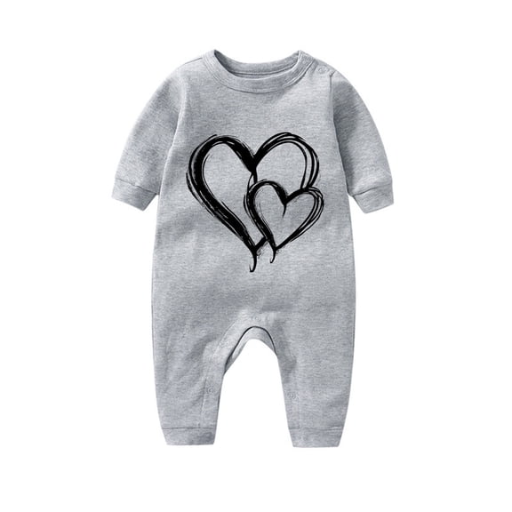 ABATAB Valentine's Day Baby Girl Boy Unisex Rompers Crewneck Long Sleeve Print Jumpsuit Infant One Piece Clothes Outfits