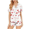 thumbnail image 1 of ABATAB Valentine's Day Lounge Sets for Women Short Sleeve Shorts Pants Button down Love Heart Print Pajama Sleepwear Outfits, 1 of 7