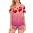 thumbnail image 1 of ABATAB Valentine's Day Lounge Sets for Women Short Sleeve Shorts Pants Button down Love Heart Print Pajama Sleepwear Outfits, 1 of 7