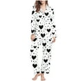 thumbnail image 1 of ABATAB Valentine's Day Women Pajama Sets Two Piece love heart print Nightwear long Sleeve Pants Sleepwear Button Down outfits, 1 of 7