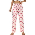 thumbnail image 1 of ABATAB Valentine's Day Womens Cute Heart Print Pajamasj Pants Vacation Pj Bottoms Elastic Waist Comfy Soft Sleepwear Trousers, 1 of 5