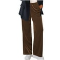 thumbnail image 1 of ABATAB Velvet Pants for Women Loose Drawstring Wide Leg Gym Pants Casual Straight Leg Office Velour Long Trousers with Pockets, 1 of 6