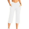 thumbnail image 1 of ABATAB Wide Leg Capri Pants for Women High Waisted Casual Work Capris Crossover Office Fashion Yoga Cropped Trousers with Pockets, 1 of 6