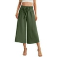 thumbnail image 1 of ABATAB Wide Leg Capri Pants for Women Summer Flowy High Waisted Capris Drawstring Casual Beach Fashion Crop Pants, 1 of 4
