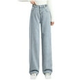 thumbnail image 1 of ABATAB Wide Leg Jeans Woman Stretchy Pull on Baggy High Waisted Jeans Trendy Casual Denim Pants with Pockets, 1 of 3