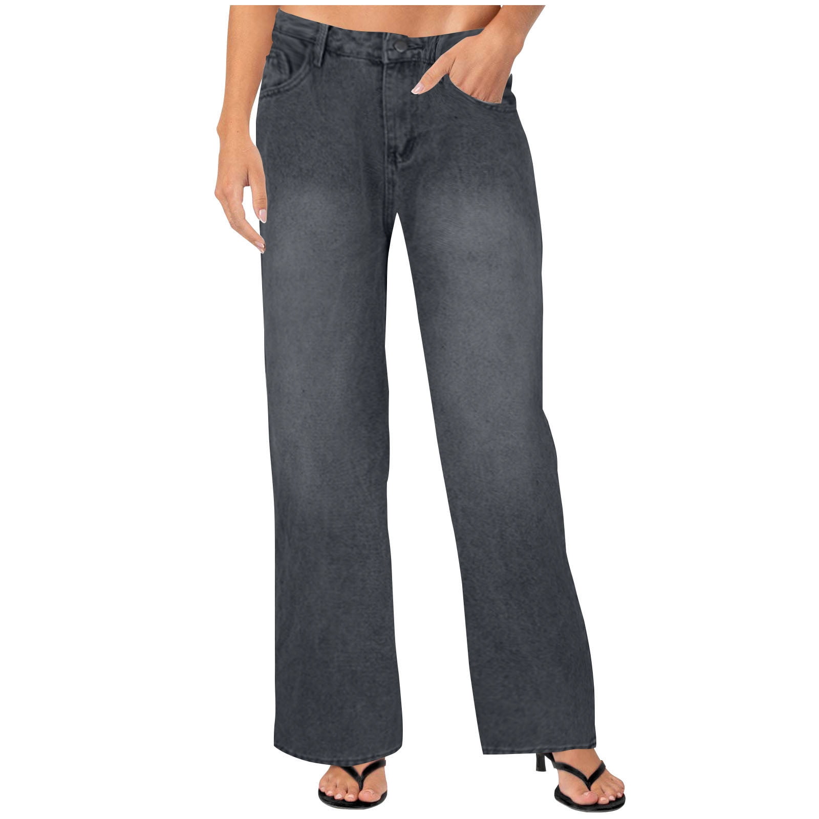 Straight Wide Leg Jeans Women Casual High Waisted Boyfriend Jeans for Women Loose Full Length Jeans