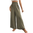 thumbnail image 1 of ABATAB Wide Leg Palazzo Pants for Women Smocked Elastic Waisted Causal Pants Summer for Beach Travel Trousers with Pockets, 1 of 3