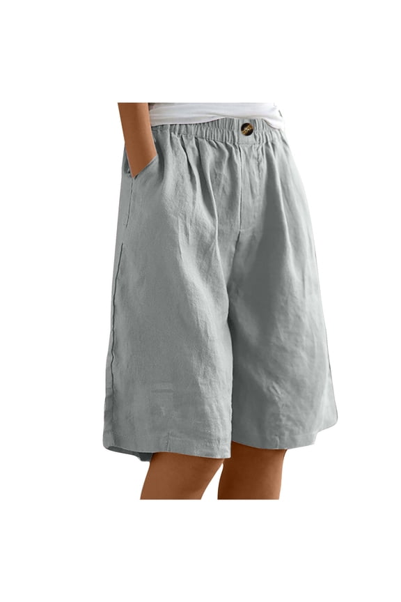 Wide Leg Shorts for Women Casual Summer Loose Shorts Cotton Linen Bermuda Shorts Lounge Shorts with Pockets