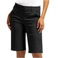 thumbnail image 1 of ABATAB Women Bermuda Shorts Solid High Waist Casual Knee Length Lightweight Summer Work Oudoor Shorts with Pockets, 1 of 6