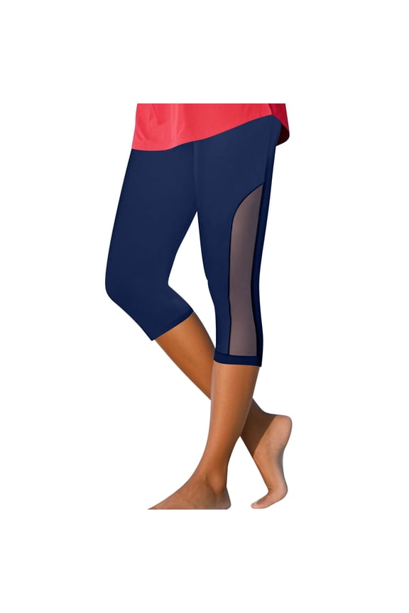 Women Capri Leggings Summer Mesh Soft Gym Workout Capris High Waisted Casual Yoga Beach Cropped Pants