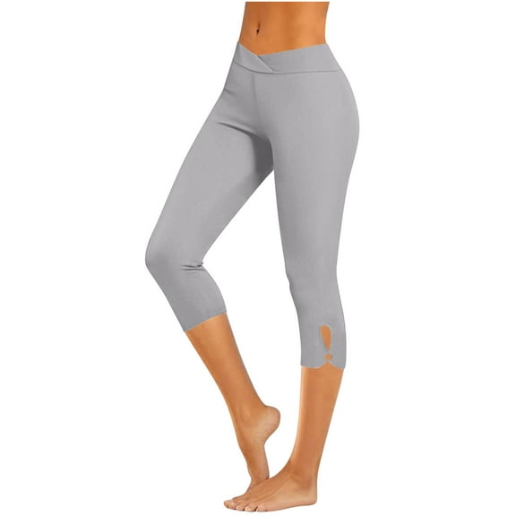 ABATAB Women Capri Leggings Stretchy Comfortable Gym Legging Summer Casual Solid Comfy Yoga Workout Cropped Pants