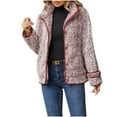 thumbnail image 1 of ABATAB Women Fleece Casual Jackets Fuzzy Sherpa Long Sleeve Coats Warm Plush Winter Stand Collar Button down Outerwear(X-Large,Wine), 1 of 6