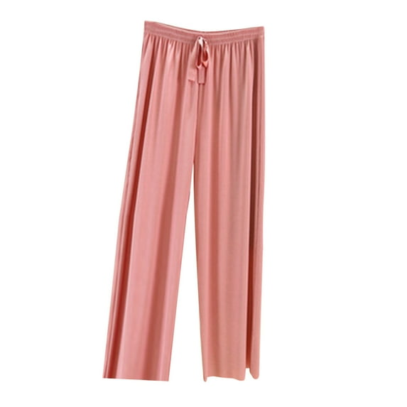 ABATAB Women Pajama Pants Comfy Wide Leg Drawstring Pj Bottom Stretch Pure Color Comfy Baggy Casual Lounge Sleepwear