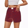thumbnail image 1 of ABATAB Women Summer Shorts Cute Fashion Plaid Short Lounge Pants Elastic Waisted Cotton Linen with Pockets, 1 of 7