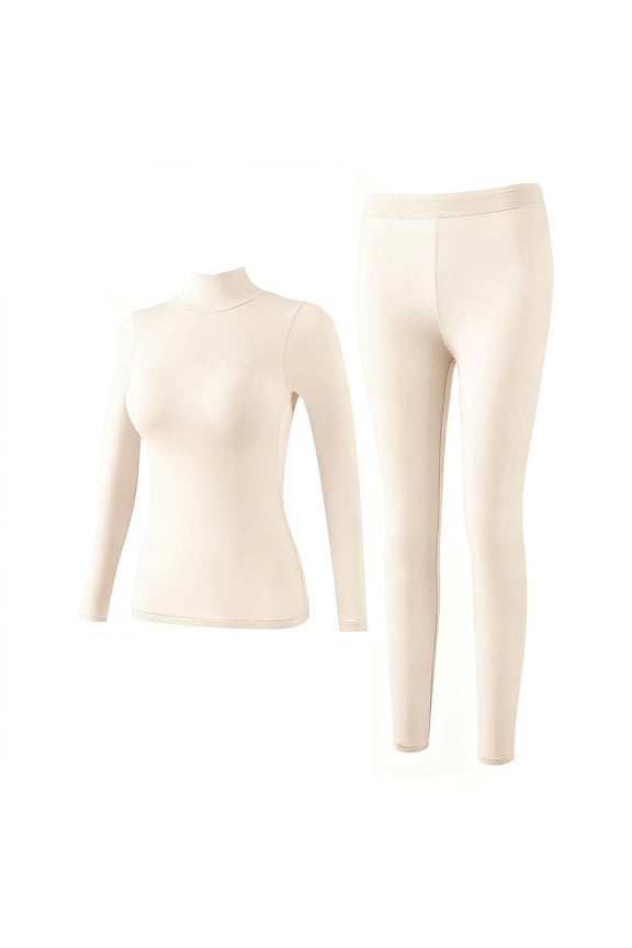 Women Thermal Underwear Sets Base Layer Long Sleeve Turtlneck Tops Bottom Long Johns Fall Winter Warm Outfits