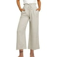 thumbnail image 1 of ABATAB Women Wide Leg Capri Pants Casual Cotton Linen Palazzo Pants with Pockets Fall Fashion Capris, 1 of 3