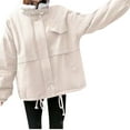 thumbnail image 1 of ABATAB Women Winter Fleece Lined Jackets Oversized Long Sleeve Coats Warm Lapel Collar Zipper Parka Sherpa Fluffy Outerwear with Pockets(X-Large,Beige), 1 of 7
