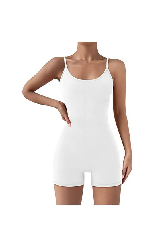 Women Workout Romper Yoga One Piece Gym Jumpsuit Skinny Seamless Tank Top Leggings Open Back Summer Running Outfits