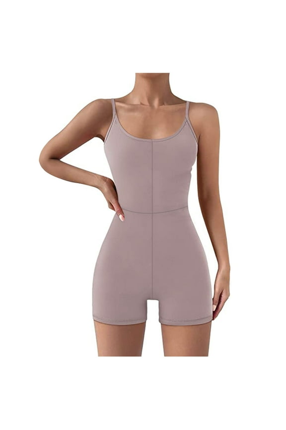 Women Workout Romper Yoga One Piece Gym Jumpsuit Skinny Seamless Tank Top Leggings Open Back Summer Running Outfits