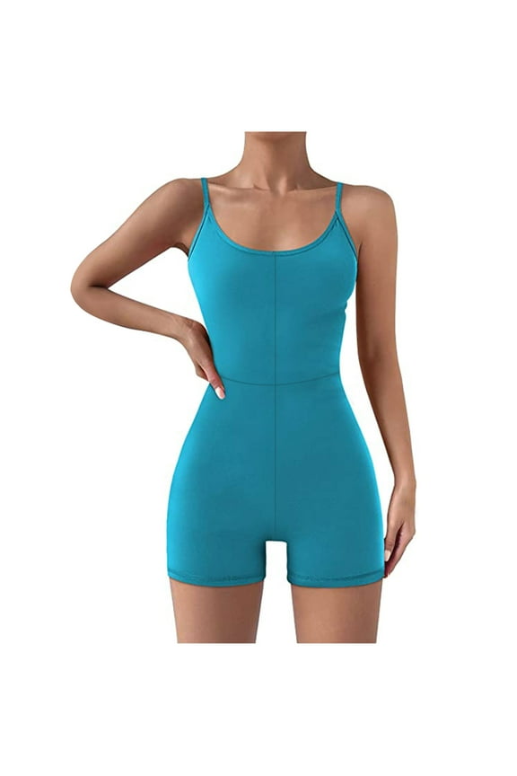 Women Workout Romper Yoga One Piece Gym Jumpsuit Skinny Seamless Tank Top Leggings Open Back Summer Running Outfits