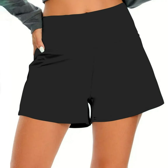 ABATAB Women's Athletic Shorts High Waisted Solid Summer Casual Shorts for Running Golf Yoga with Pockets