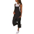 thumbnail image 1 of ABATAB Women's Baggy Plus Size Overalls Cotton Linen Sleeveless Straps Jumpsuits Wide Leg Cropped Pants Casual Loose Rompers(Large,Black), 1 of 7