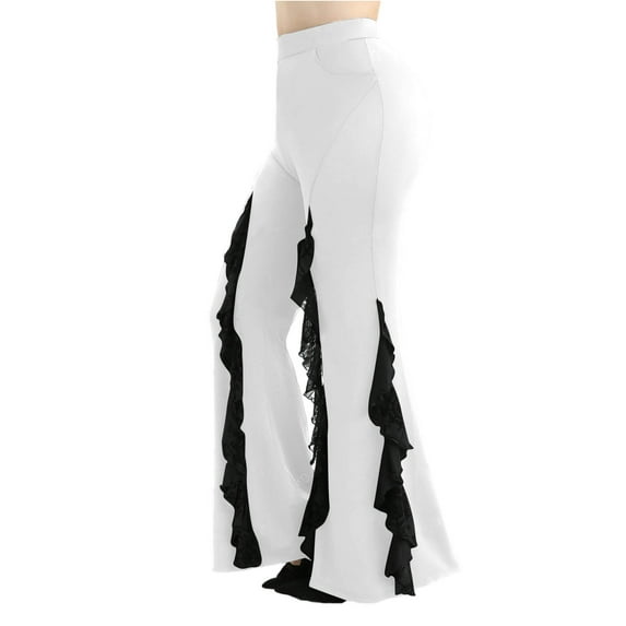 ABATAB Women's Bell Bottoms Pants High Waisted Stretchy Casual Long Pants Fashion Outfit Party Clubwear with Pockets