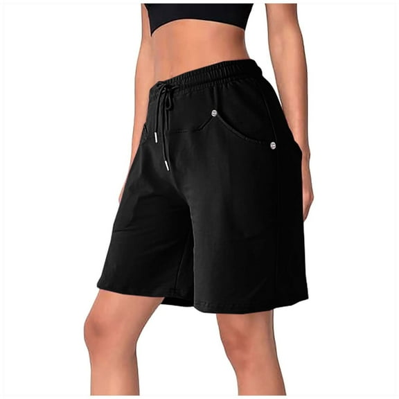 ABATAB Women's Bermuda Shorts Wide Leg Elastic Waist Summer Shorts Soft Comfy Lightweight Lounge Casual Shorts