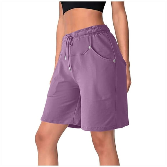 ABATAB Women's Bermuda Shorts Wide Leg Elastic Waist Summer Shorts Soft Comfy Lightweight Lounge Casual Shorts