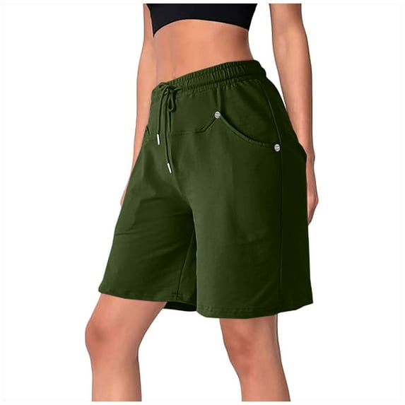 ABATAB Women's Bermuda Shorts Wide Leg Elastic Waist Summer Shorts Soft Comfy Lightweight Lounge Casual Shorts