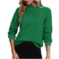 thumbnail image 1 of ABATAB Women's Button Ruched V Neck Tops Casual Long Sleeve Blouse Loose Fit Solid Color Pullover Sweatshirts Ladies Fashion(X-Large,Green), 1 of 5