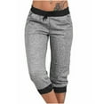 thumbnail image 1 of ABATAB Women's Capri Sweatpants Joggers Summer Casual Sports Cropped Pants Lounge Low Waisted Athletic Capri Trousers with Pockets, 1 of 5