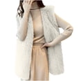 thumbnail image 1 of ABATAB Women's Cardigans Vests Warm Winter Plush Duster Coats Sleeveless Thermal Waistcoats Fuzzy Fleece Long Gilet Jackets(X-Large,White), 1 of 7