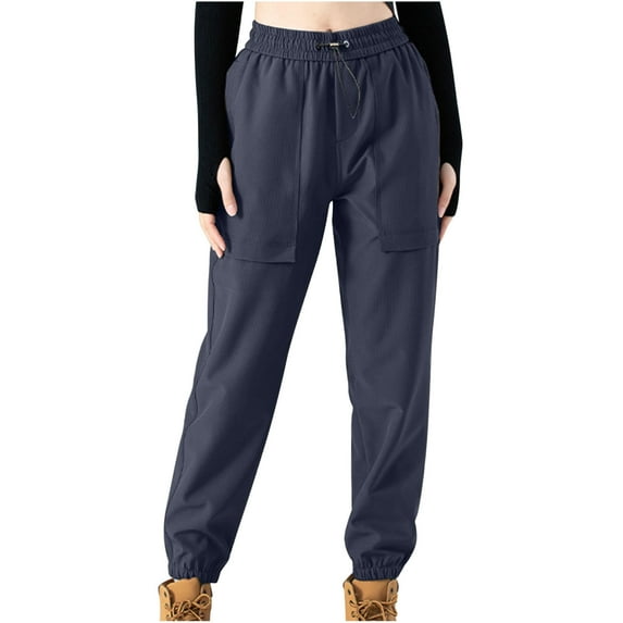 ABATAB Women's Cargo Pants Lightweight Elastic Waisted Hiking Running Joggers Trousers for Athletic Casual Outdoor