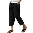 thumbnail image 1 of ABATAB Women's Casual Capri Pants Button Cotton Linen Capris with Pockets Wide Leg Loose Fit Cropped Pants, 1 of 6