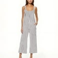thumbnail image 1 of ABATAB Women's Casual Jumpsuits Striped One Piece Sleeveless Overalls Wide Leg Loose Long Pants Rompers with Pockets, 1 of 5