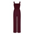 thumbnail image 1 of ABATAB Women's Casual Loose Overalls One Piece Sleeveless Smocked Jumpsuits Wide Leg Long Pant Rompers with Pockets, 1 of 7