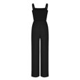thumbnail image 1 of ABATAB Women's Casual Loose Overalls One Piece Sleeveless Smocked Jumpsuits Wide Leg Long Pant Rompers with Pockets, 1 of 7