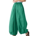 thumbnail image 1 of ABATAB Women's Casual Pants Cotton Linen Baggy Loose Fit Slacks Pants Wide Leg Elastic Waist Lantern Trouser with Pockets, 1 of 7