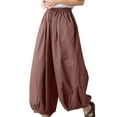 thumbnail image 1 of ABATAB Women's Casual Pants Cotton Linen Baggy Loose Fit Slacks Pants Wide Leg Elastic Waist Lantern Trouser with Pockets, 1 of 7