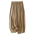 thumbnail image 1 of ABATAB Women's Culottes Wide Leg Baggy Fashion Cropped Pants Elastic Waist Casual Palazzo Capri Trousers with Pockets, 1 of 5